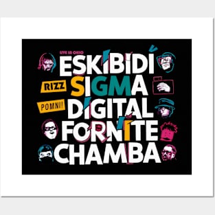 Skibidi Rizz Sigma Pomni Digital Fornite Chamba Fanum Tax Posters and Art